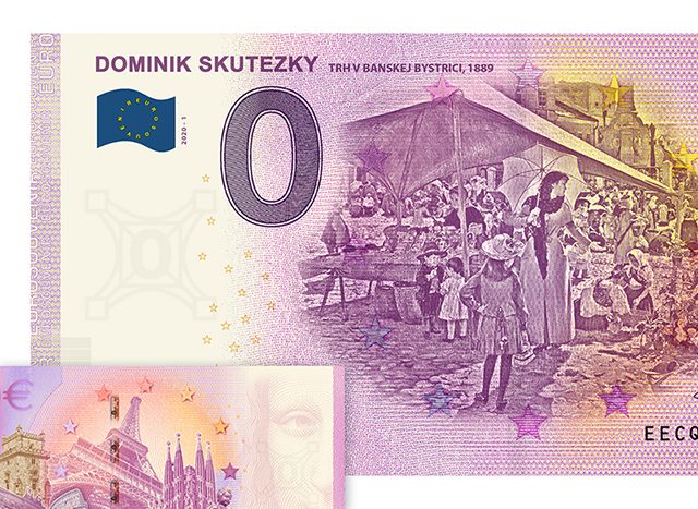 Eurobankovka s nulovou hodnotou Trh v Banskej Bystrici